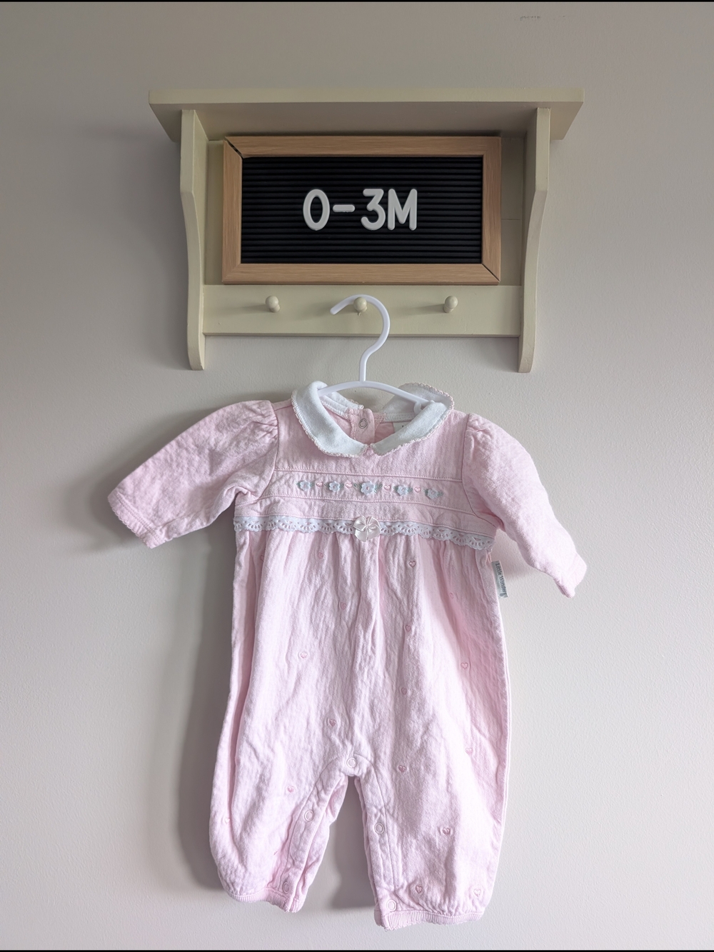Little Wonders Pink Footie with White Peter Pan Collar